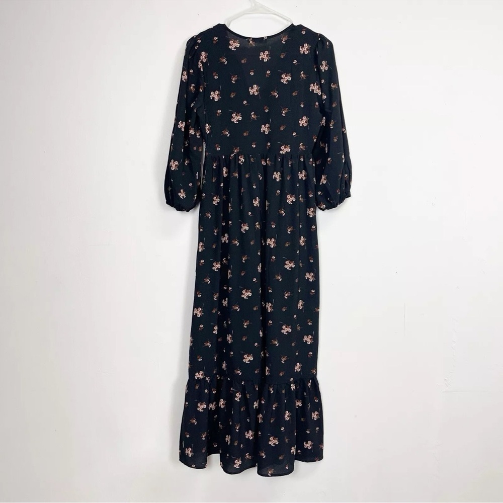 Lush Dress Womens Small Black Ditsy Floral Long - Picture 2 of 13